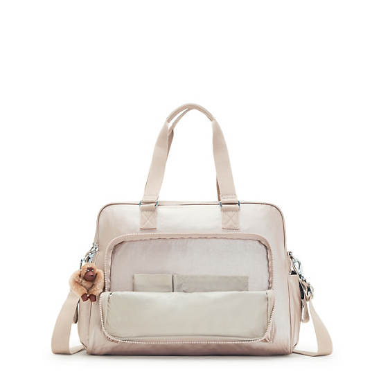 Kipling Alanna Klassiska Metallic Diaper Bag Väska Beige | SE 1977VR